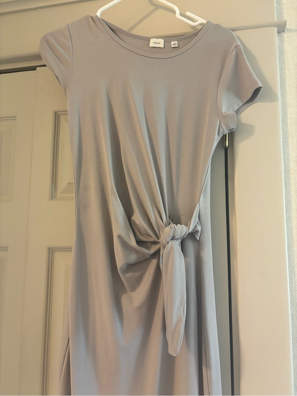 Aritzia Tie-Front Midi Dress in Light Gray
